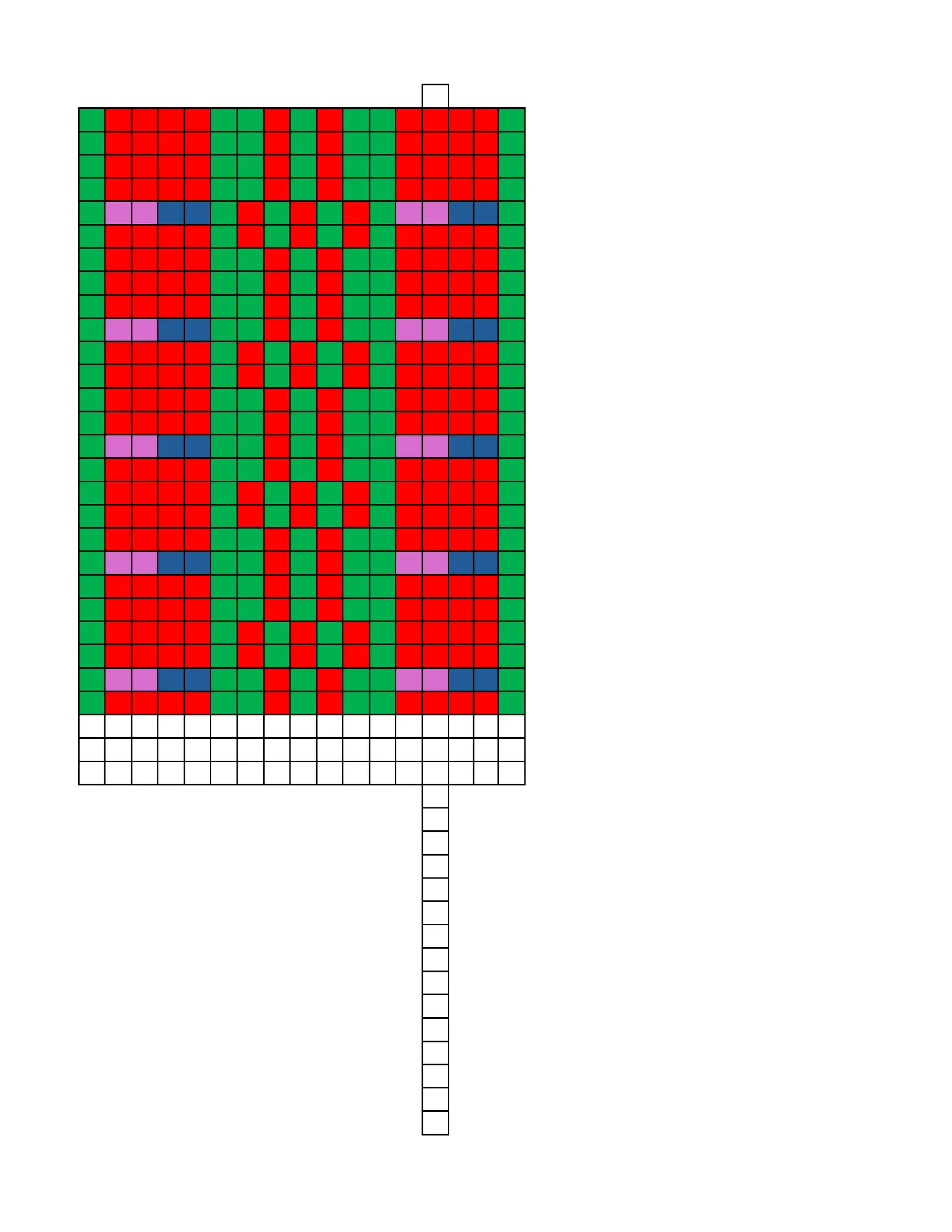 Knit chart in red, green and purple