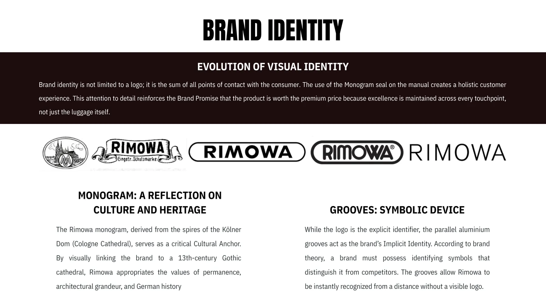 RIMOWA presentation slide: Brand identity