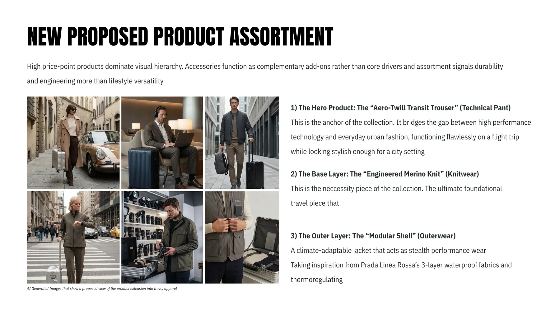 RIMOWA presentation slide: New proposed product assortment