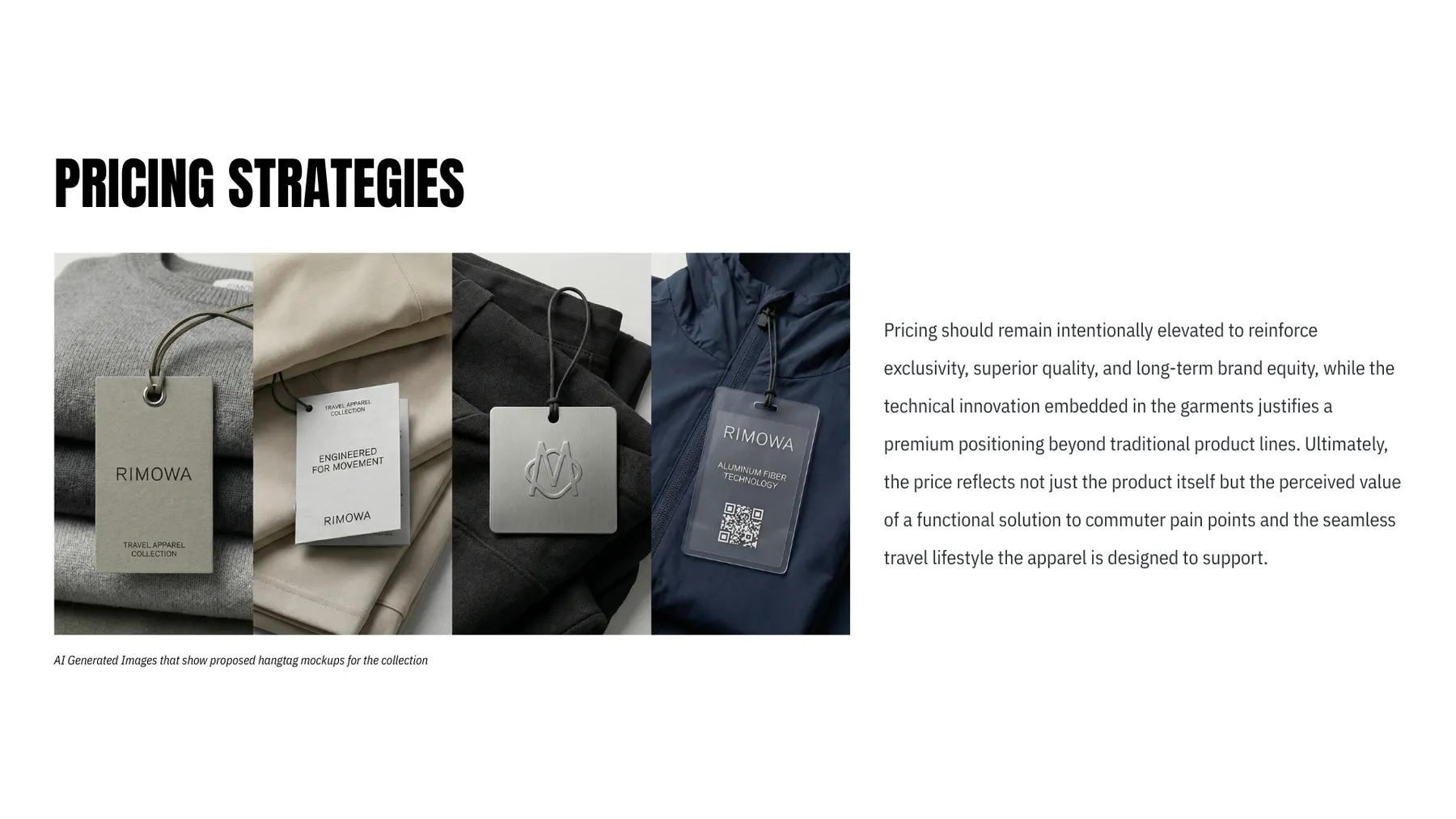 RIMOWA presentation slide: Pricing strategies
