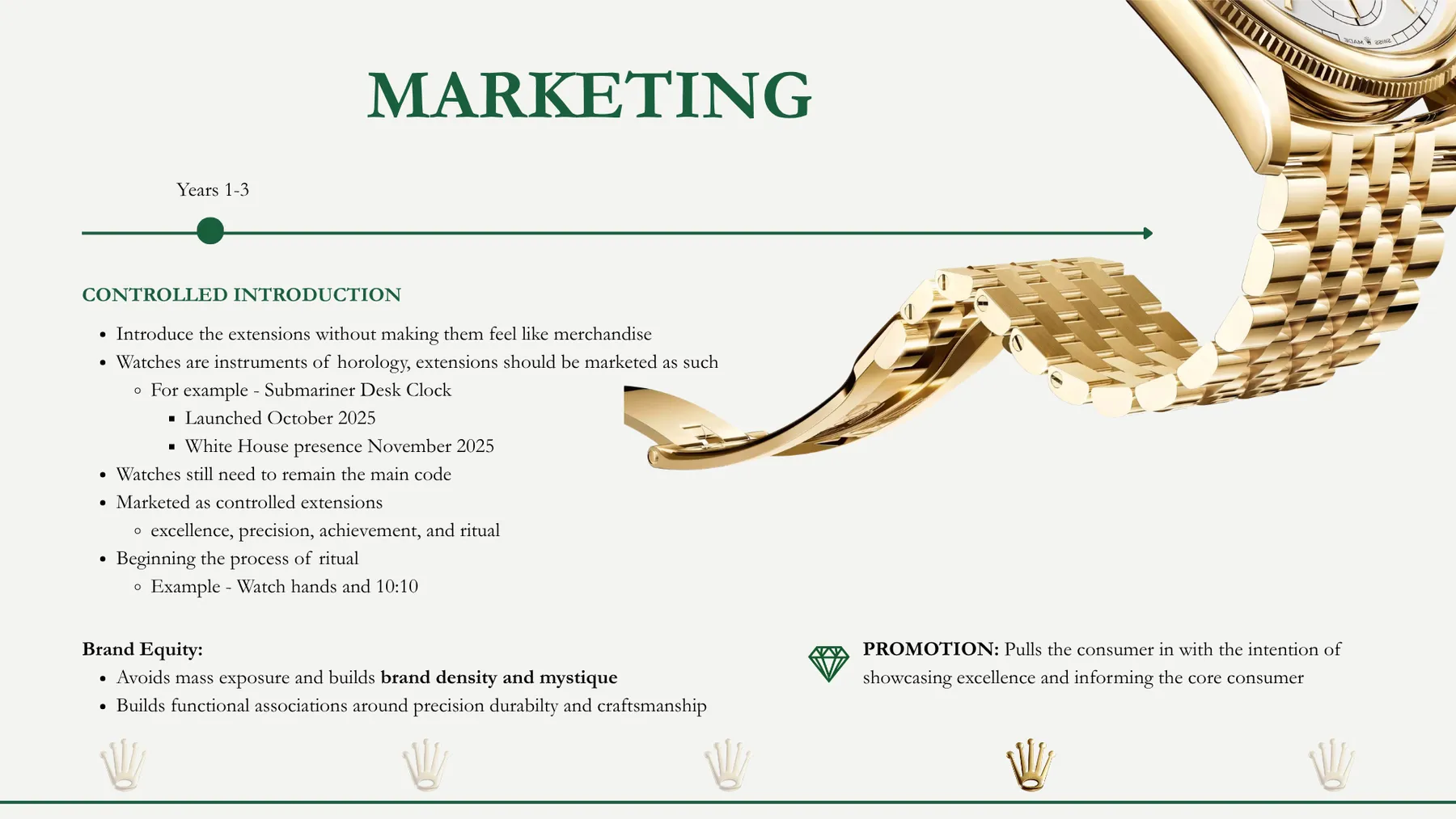 Rolex presentation slide: Marketing