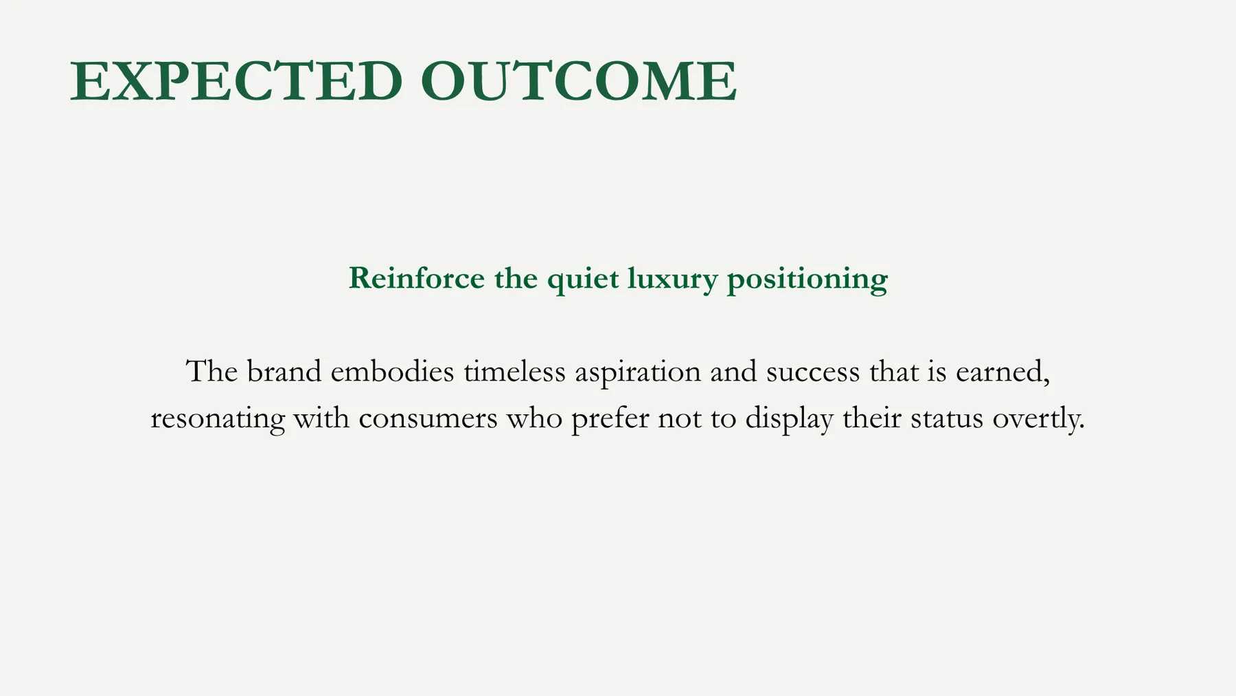Rolex presentation slide: Expected outcome
